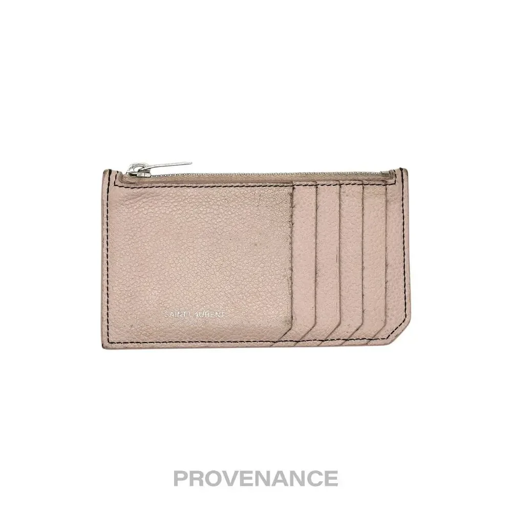 🔴 Saint Laurent Paris SLP Fragment Zip Card Wallet - Powder Pink - Picture 1 of 10